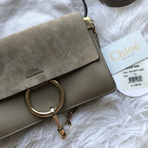 Chloe Handbags - NEW Chloe Small Faye Motty Grey Leather Suede Bag
